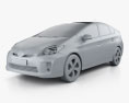 Toyota Prius 2010 3D模型 clay render
