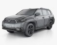 Toyota Highlander 2014 3d model wire render