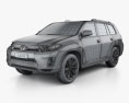 Toyota Highlander (Kluger) 하이브리드 2014 3D 모델  wire render