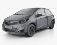 Toyota Yaris 3ドア 2012 3Dモデル wire render