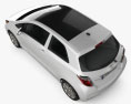 Toyota Yaris 3-Türer 2012 3D-Modell Draufsicht