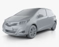 Toyota Yaris 3-Türer 2012 3D-Modell clay render