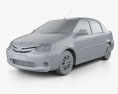 Toyota Etios 2014 3d model clay render