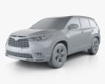 Toyota Highlander 2016 3D模型 clay render