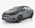 Toyota Yaris sedan with HQ interior 2017 3d model wire render