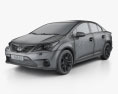 Toyota Avensis with HQ interior 2015 3d model wire render