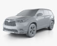 Toyota Highlander з детальним інтер'єром 2016 3D модель clay render