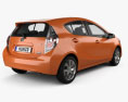 Toyota Prius C with HQ interior 2014 3d model back view