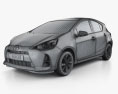 Toyota Prius C with HQ interior 2014 3d model wire render