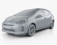 Toyota Prius C with HQ interior 2014 3d model clay render