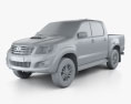 Toyota Hilux Double Cab with HQ interior 2014 3d model clay render