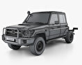 Toyota Land Cruiser (VDJ79R) Double Cab Chassis with HQ interior 2016 3d model wire render