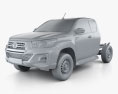 Toyota Hilux Extra Cab Chassis SR 2022 3d model clay render