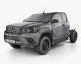 Toyota Hilux Extra Cab Chassis 2018 3d model wire render