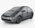 Toyota Prius with HQ interior and engine 2009 3d model wire render