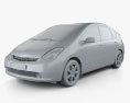 Toyota Prius with HQ interior and engine 2009 3d model clay render