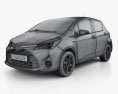 Toyota Yaris ハイブリッ 5ドア 2015 3Dモデル wire render