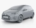 Toyota Yaris ハイブリッ 5ドア 2015 3Dモデル clay render