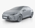Toyota Corolla hybrid sedan 2022 3d model clay render