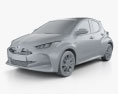 Toyota Yaris hybrid 2022 3d model clay render