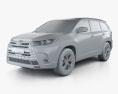Toyota Highlander LEplus 2019 3D-Modell clay render