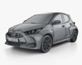 Toyota Yaris hybrid with HQ interior 2022 3d model wire render