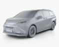 Toyota Sienna Limited 2022 Modello 3D clay render