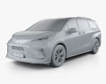 Toyota Sienna XSE 2022 3D-Modell clay render