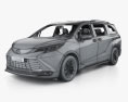 Toyota Sienna Limited гібрид з детальним інтер'єром 2020 3D модель wire render