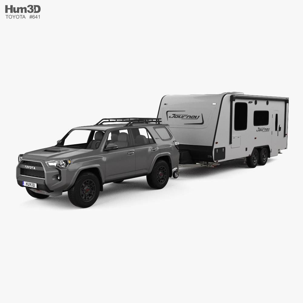 Toyota 4Runner TRD Pro with Trailer Car Jayco Journey Caravan 2021 3D模型