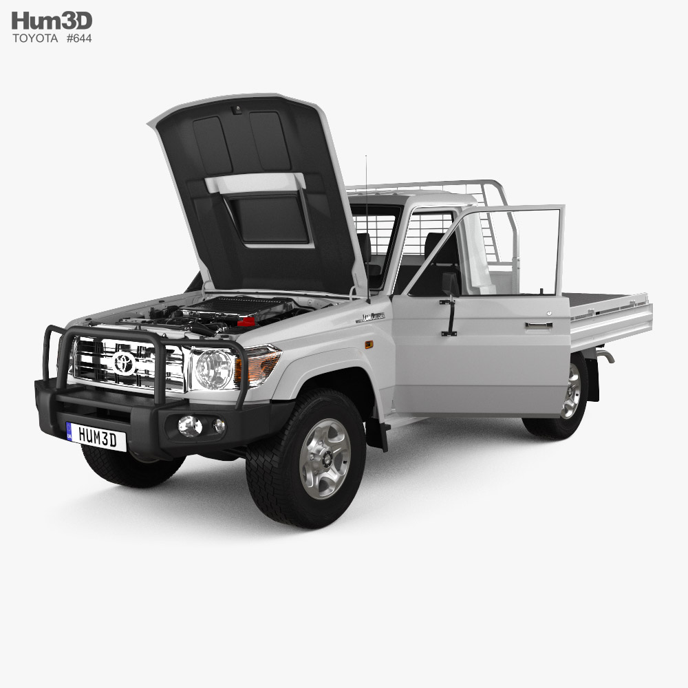 Toyota Land Cruiser AlloyTray with HQ interior and engine 2008 3D模型