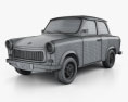 Trabant 601 sedan 1963 3d model wire render