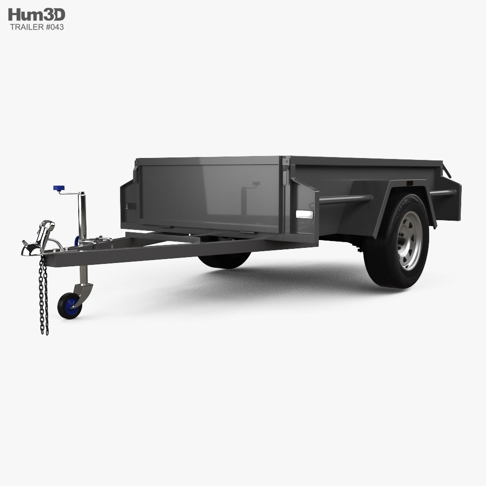 Generic Box 1-axle Car Trailer 2021 3D модель
