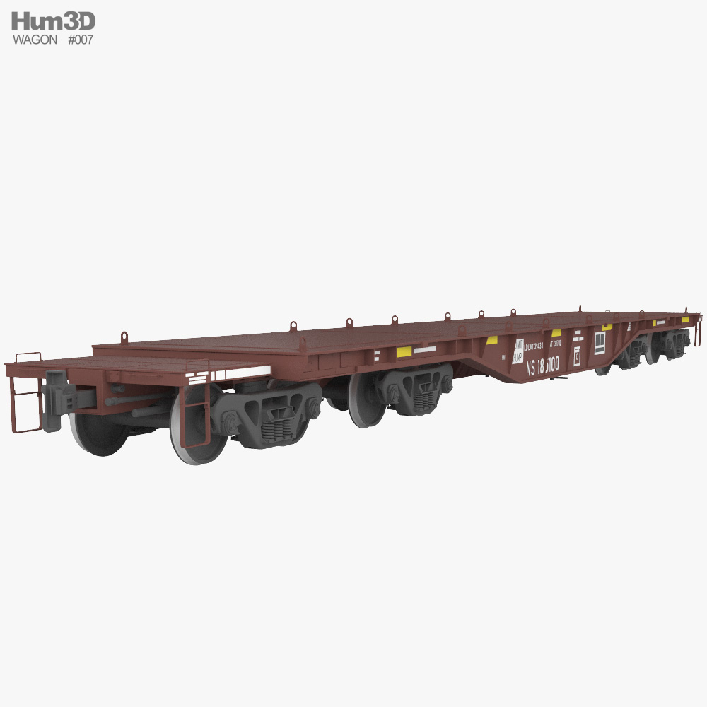 Railroad heavy duty flat wagon 3D модель