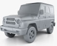 UAZ Hunter (315195) 2012 3d model clay render