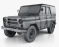 УАЗ-469 3D модель wire render