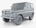 УАЗ-469 3D модель clay render