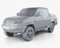 UAZ Patriot (23632) Pickup with HQ interior 2013 3d model clay render