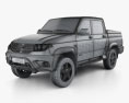 UAZ Patriot (23632) Pickup with HQ interior 2014 3d model wire render