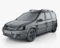 Lada Largus 2015 3D-Modell wire render