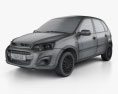 Lada Kalina 2 hatchback 2022 3d model wire render