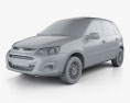Lada Kalina 2 hatchback 2022 3d model clay render