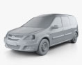 Lada Largus Van 2015 3D модель clay render
