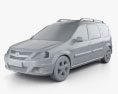 Lada Largus 2017 3d model clay render