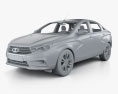 VAZ Lada Vesta with HQ interior 2018 3d model clay render
