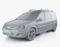 VAZ Lada Largus Cross 2019 3d model clay render