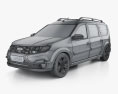VAZ Lada Largus Cross 2021 3d model wire render