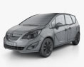 Vauxhall Meriva 2015 3D模型 wire render