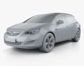 Vauxhall Astra 掀背车 5门 2011 3D模型 clay render