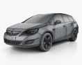 Vauxhall Astra Sports Tourer 2014 3D модель wire render